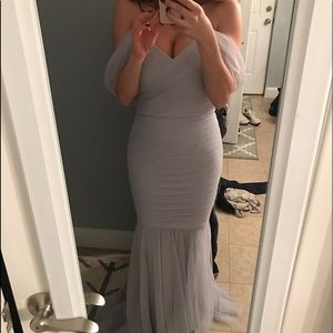 Off the shoulder fitted gown